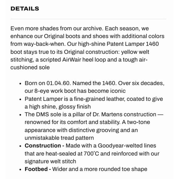 Dr. Martens Women's SZ 8 1460 Women's Patent Leather Lace Up Boots in Black - Picture 9 of 9